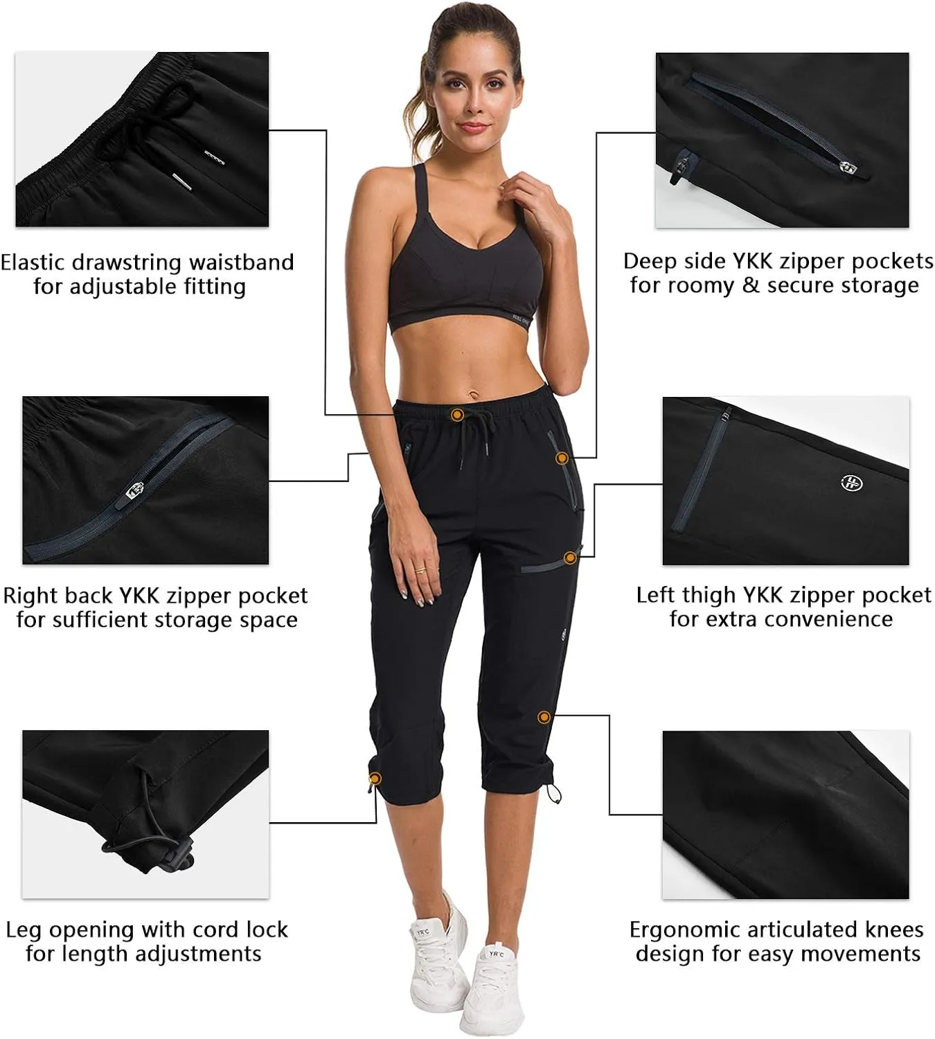 ChinFun Women's Hiking Capris Pants Outdoor Quick Dry Cargo Cropped Pants Water Resistant UPF 50 