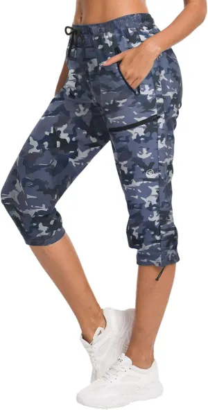 ChinFun Women's Hiking Capris Pants Outdoor Quick Dry Cargo Cropped Pants Water Resistant UPF 50 