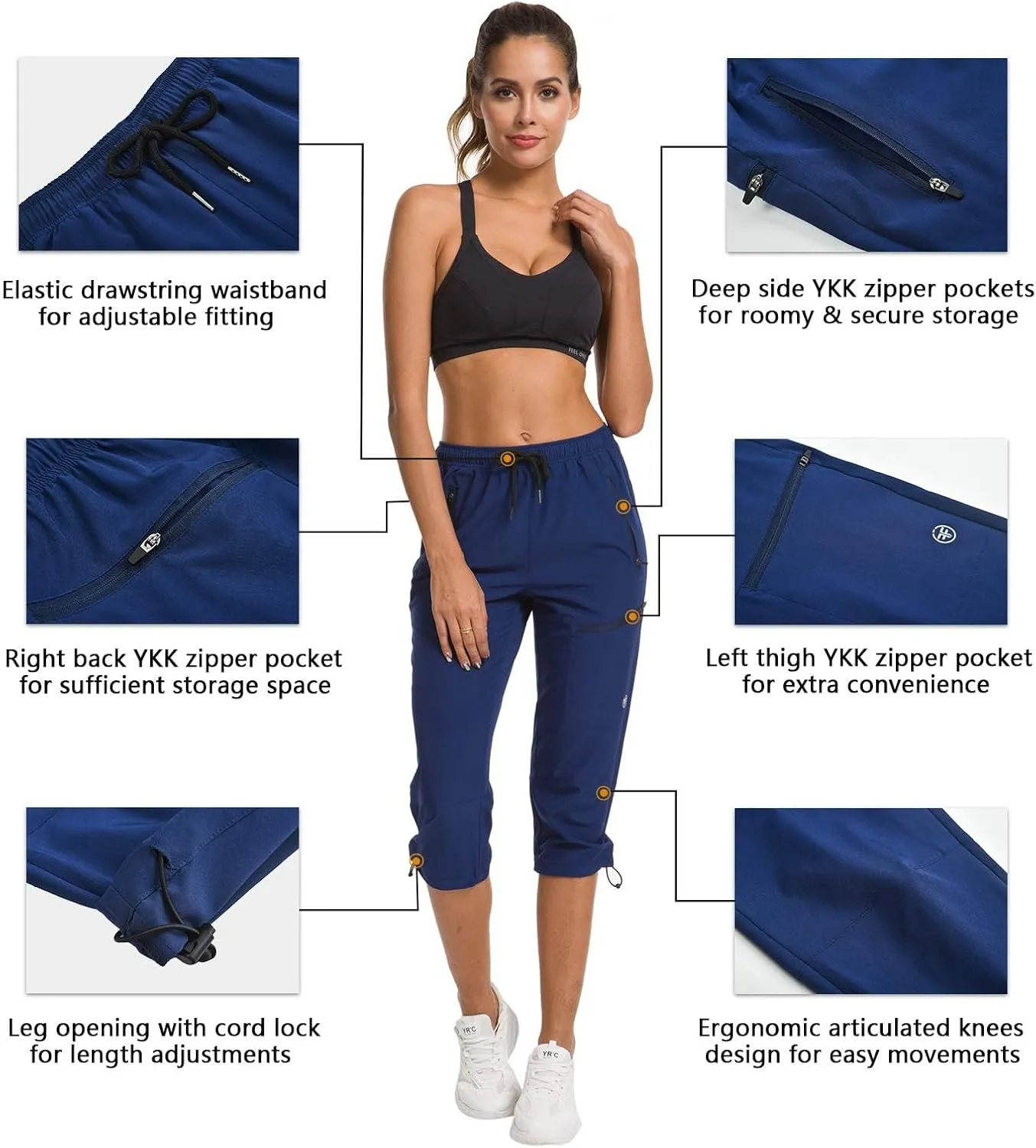 ChinFun Women's Hiking Capris Pants Outdoor Quick Dry Cargo Cropped Pants Water Resistant UPF 50 