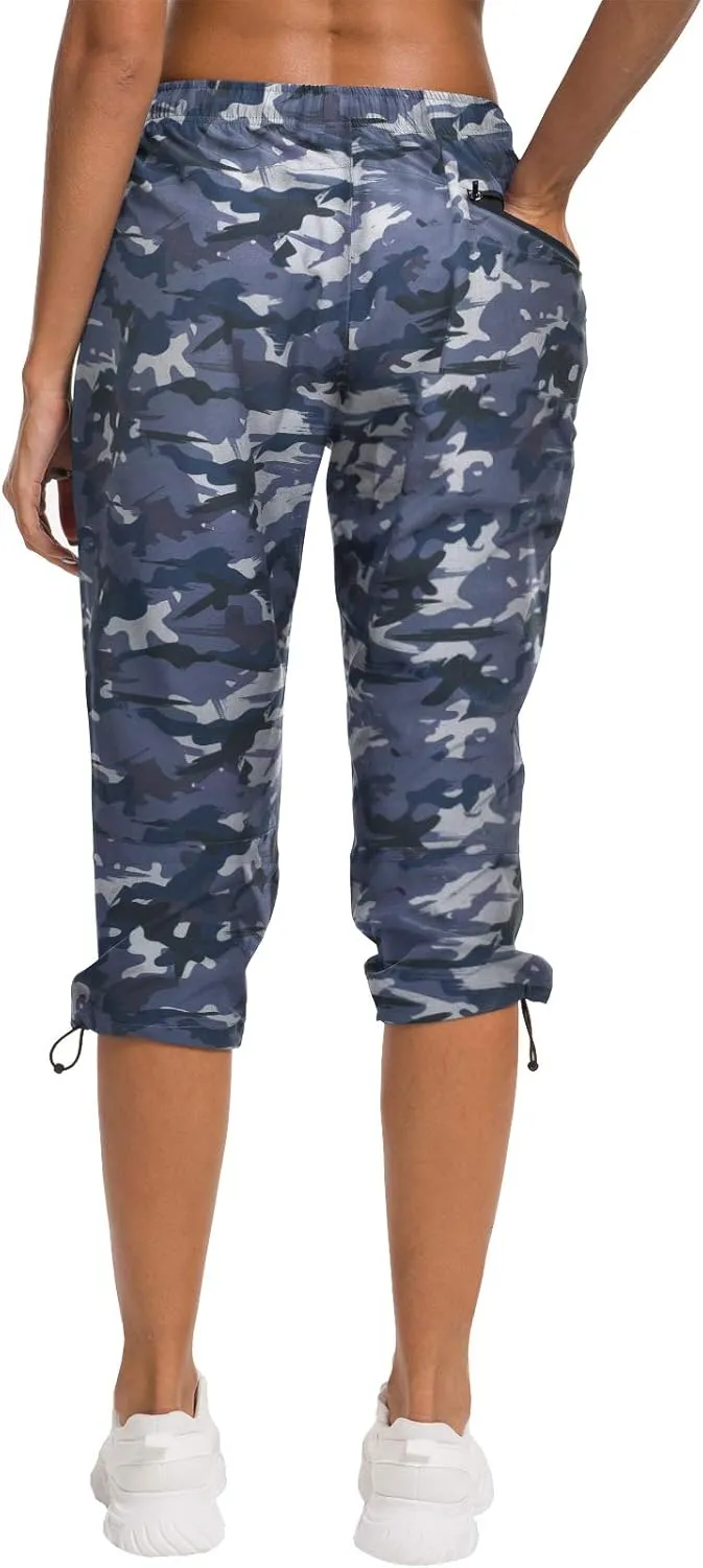 ChinFun Women's Hiking Capris Pants Outdoor Quick Dry Cargo Cropped Pants Water Resistant UPF 50 