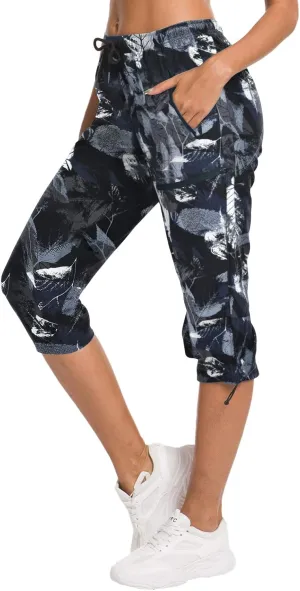 ChinFun Women's Hiking Capris Pants Outdoor Quick Dry Cargo Cropped Pants Water Resistant UPF 50 