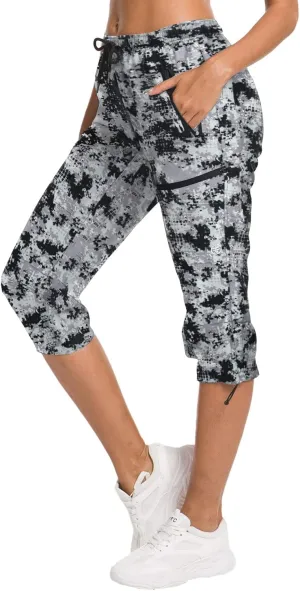 ChinFun Women's Hiking Capris Pants Outdoor Quick Dry Cargo Cropped Pants Water Resistant UPF 50 