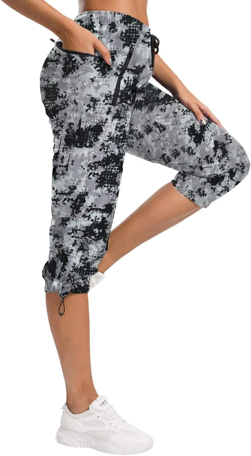 ChinFun Women's Hiking Capris Pants Outdoor Quick Dry Cargo Cropped Pants Water Resistant UPF 50 