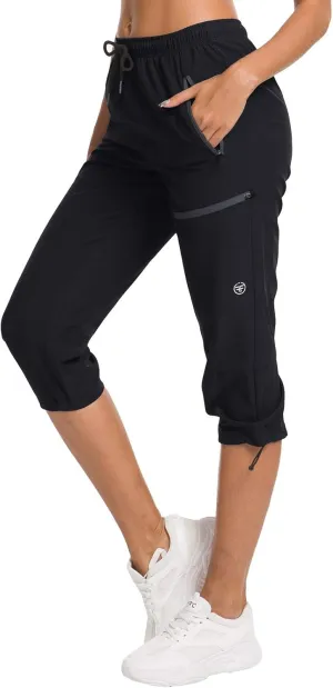 ChinFun Women's Hiking Capris Pants Outdoor Quick Dry Cargo Cropped Pants Water Resistant UPF 50 