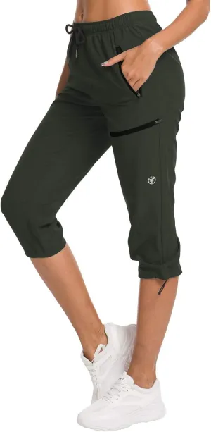 ChinFun Women's Hiking Capris Pants Outdoor Quick Dry Cargo Cropped Pants Water Resistant UPF 50 