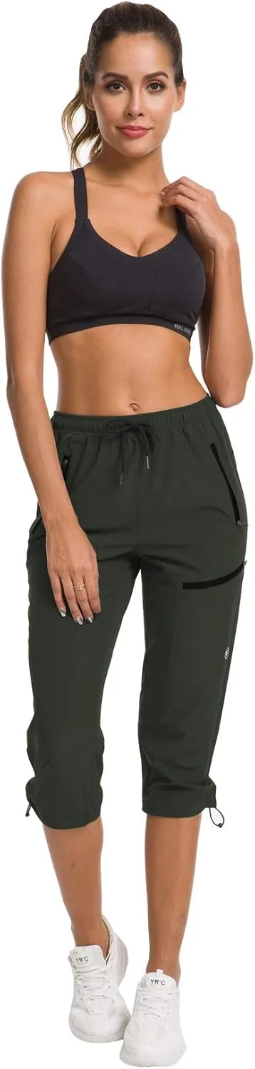 ChinFun Women's Hiking Capris Pants Outdoor Quick Dry Cargo Cropped Pants Water Resistant UPF 50 