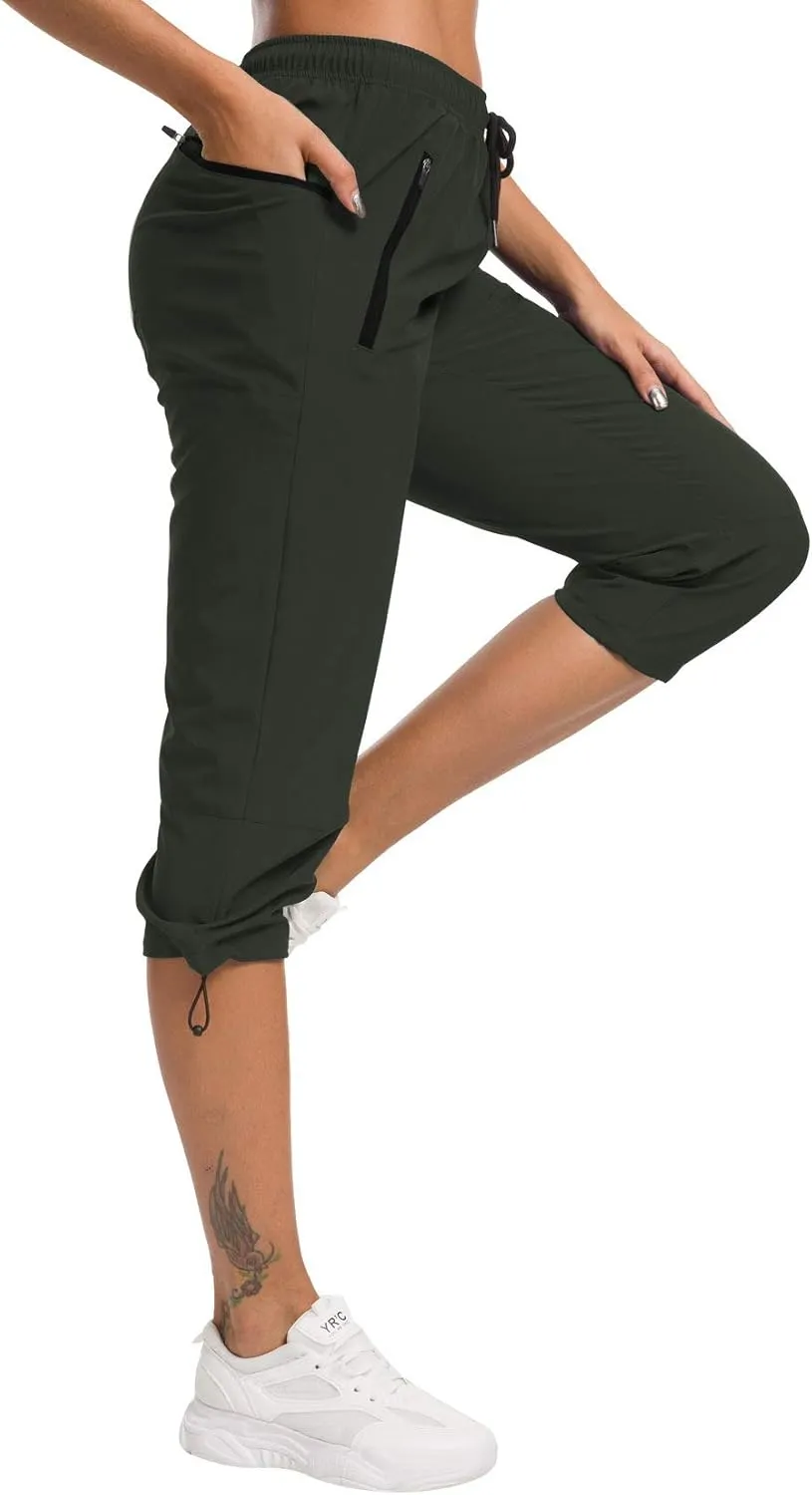 ChinFun Women's Hiking Capris Pants Outdoor Quick Dry Cargo Cropped Pants Water Resistant UPF 50 