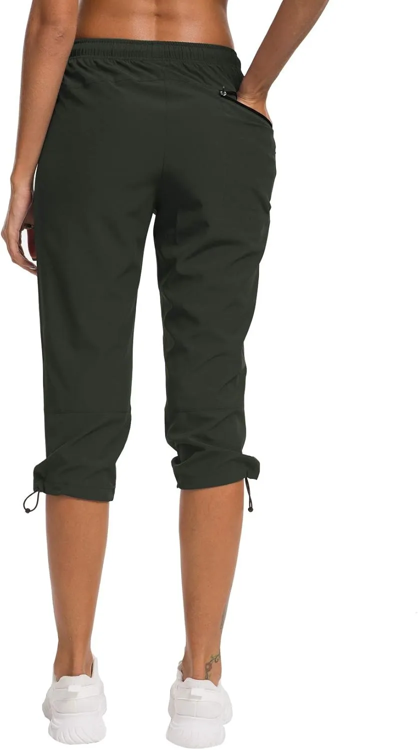 ChinFun Women's Hiking Capris Pants Outdoor Quick Dry Cargo Cropped Pants Water Resistant UPF 50 