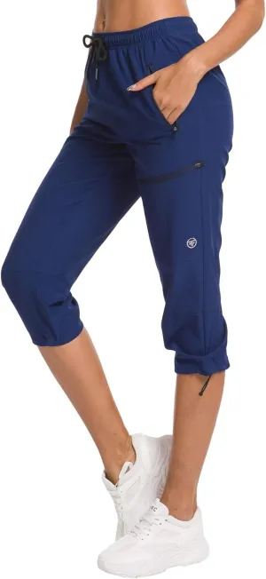 ChinFun Women's Hiking Capris Pants Outdoor Quick Dry Cargo Cropped Pants Water Resistant UPF 50 