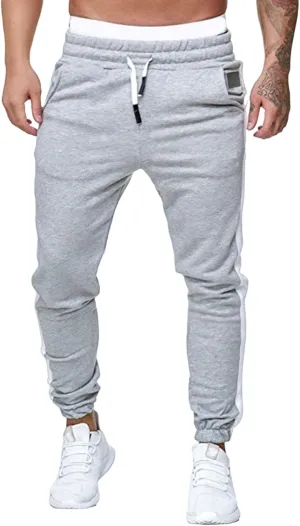 Chinos Pants Men Mid Waist Sweatpants Straight Leg Trousers Classic Workout Joggers Lounge Pants Slacks with Pockets