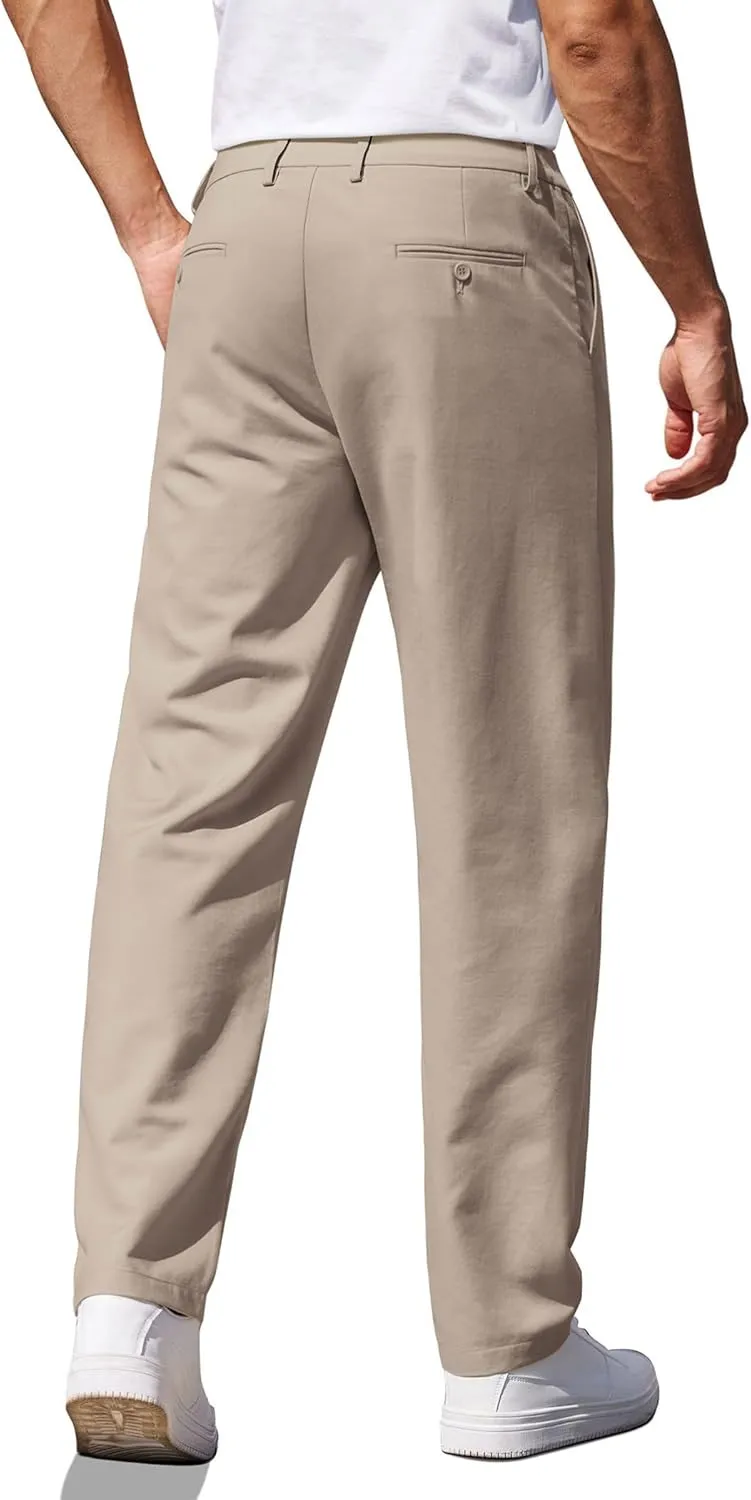 COOFANDY Men's Casual Pants Classic Fit Straight Legs Flat Front Twill Pants