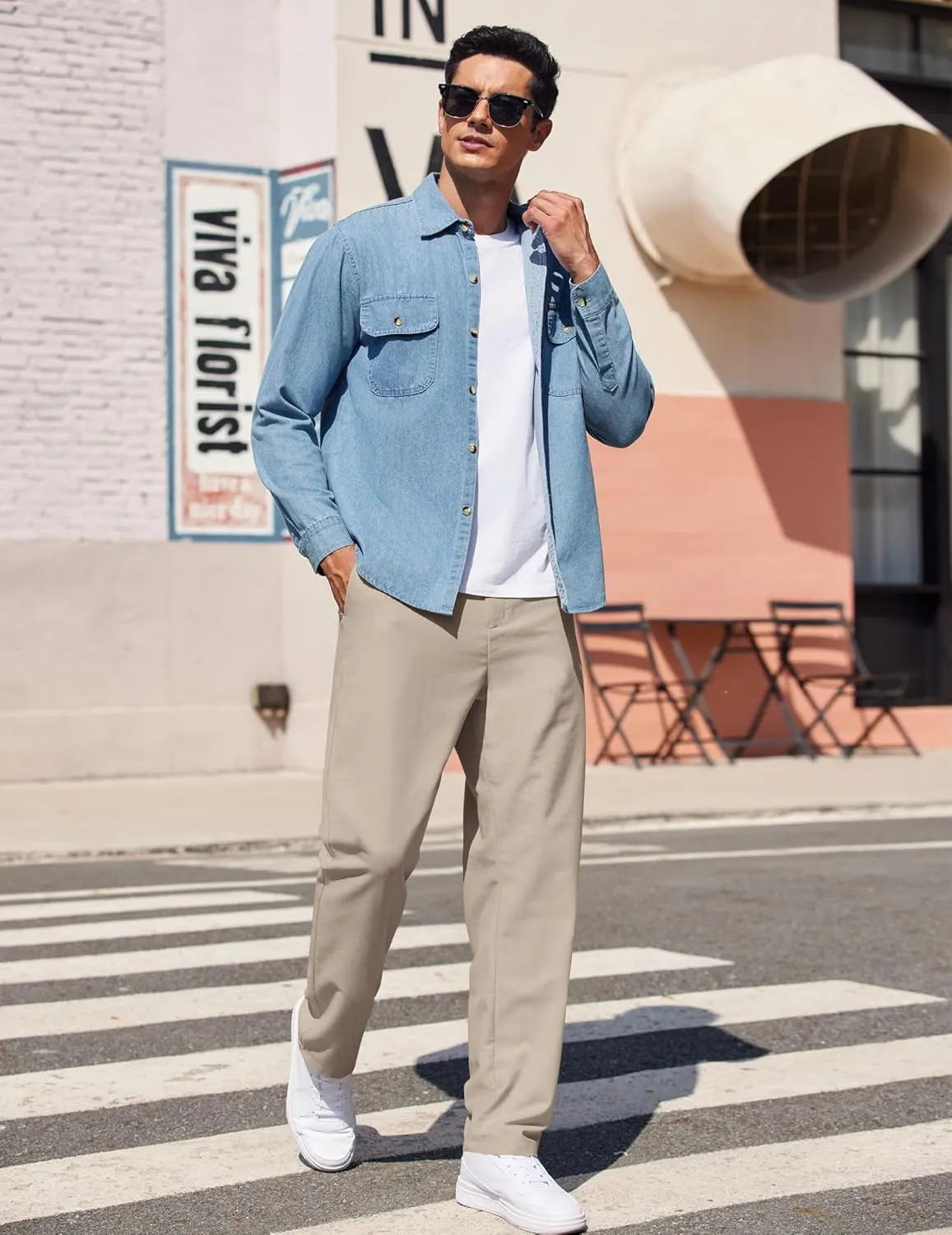 COOFANDY Men's Casual Pants Classic Fit Straight Legs Flat Front Twill Pants