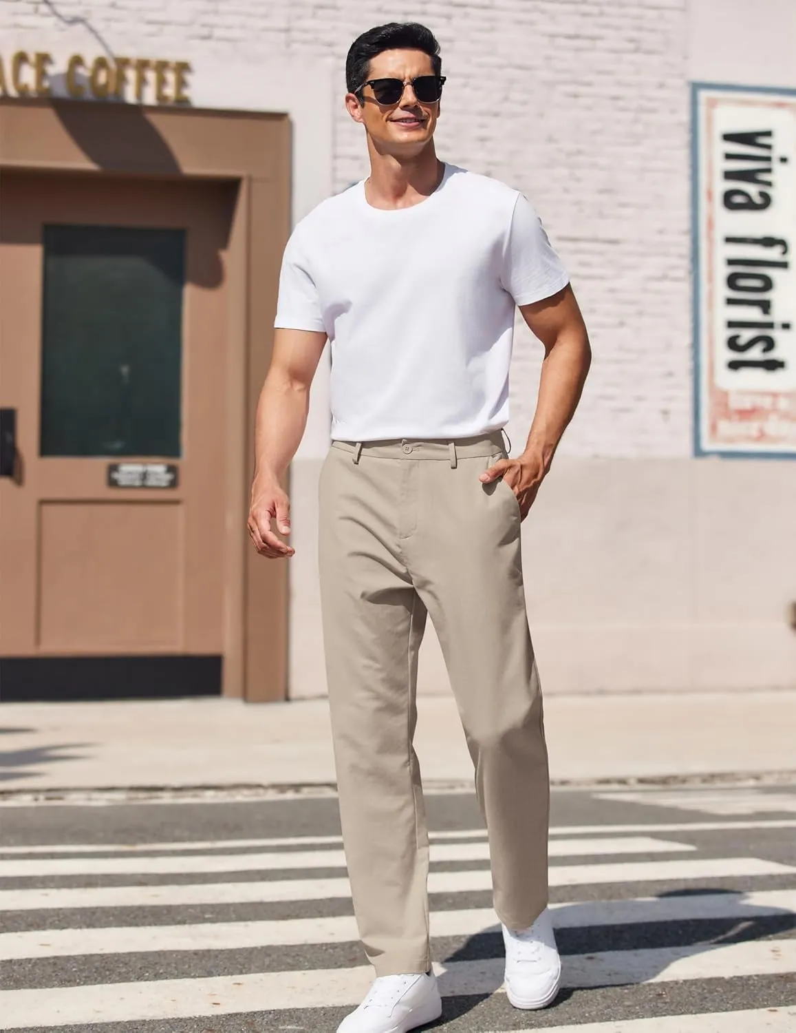COOFANDY Men's Casual Pants Classic Fit Straight Legs Flat Front Twill Pants