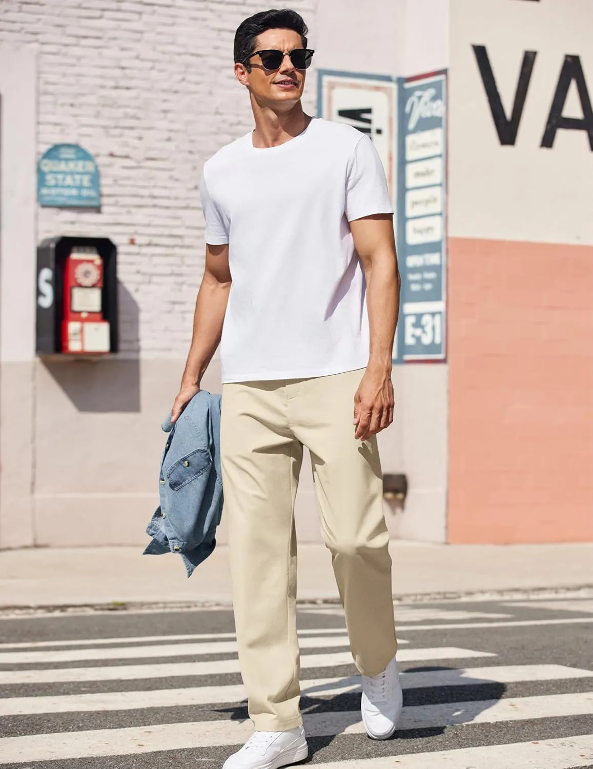 COOFANDY Men's Casual Pants Classic Fit Straight Legs Flat Front Twill Pants