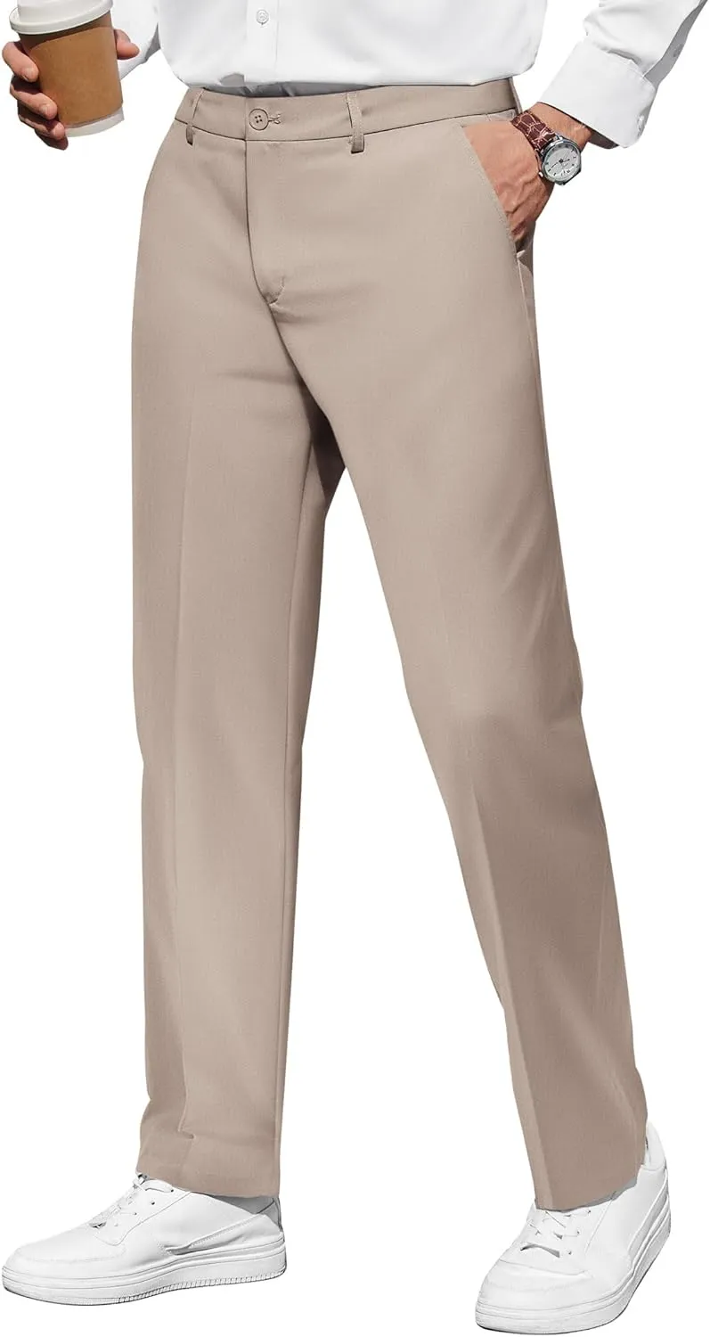 COOFANDY Men's Casual Pants Classic Fit Straight Legs Flat Front Twill Pants