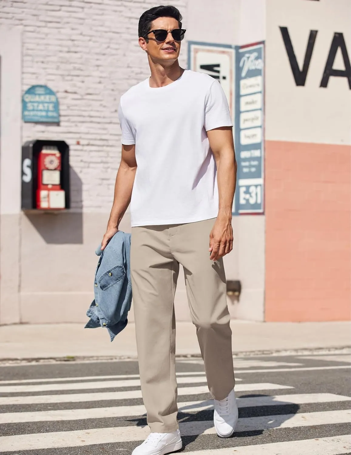 COOFANDY Men's Casual Pants Classic Fit Straight Legs Flat Front Twill Pants