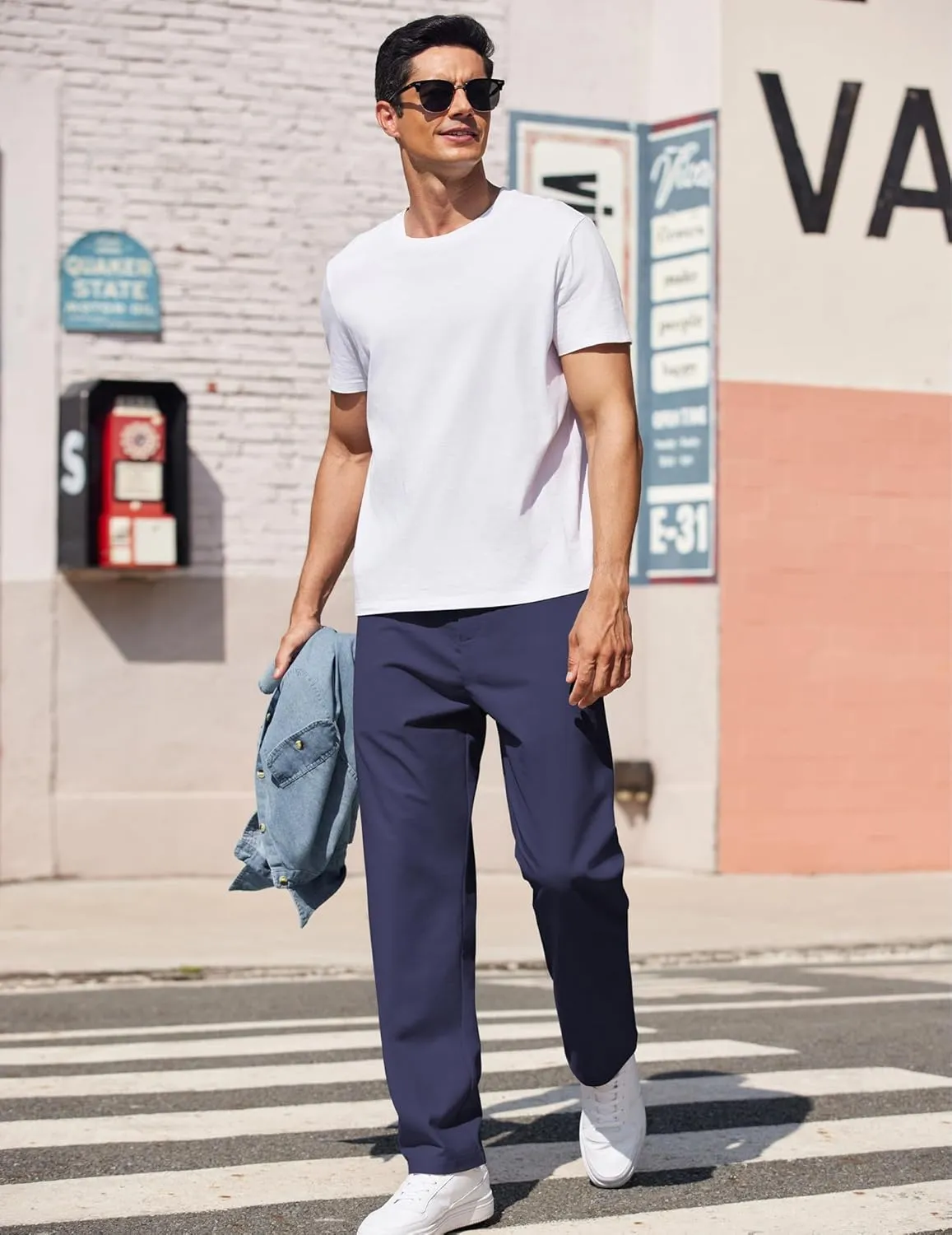 COOFANDY Men's Casual Pants Classic Fit Straight Legs Flat Front Twill Pants
