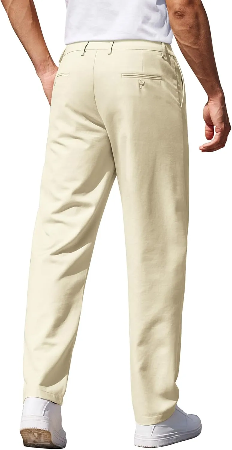 COOFANDY Men's Casual Pants Classic Fit Straight Legs Flat Front Twill Pants