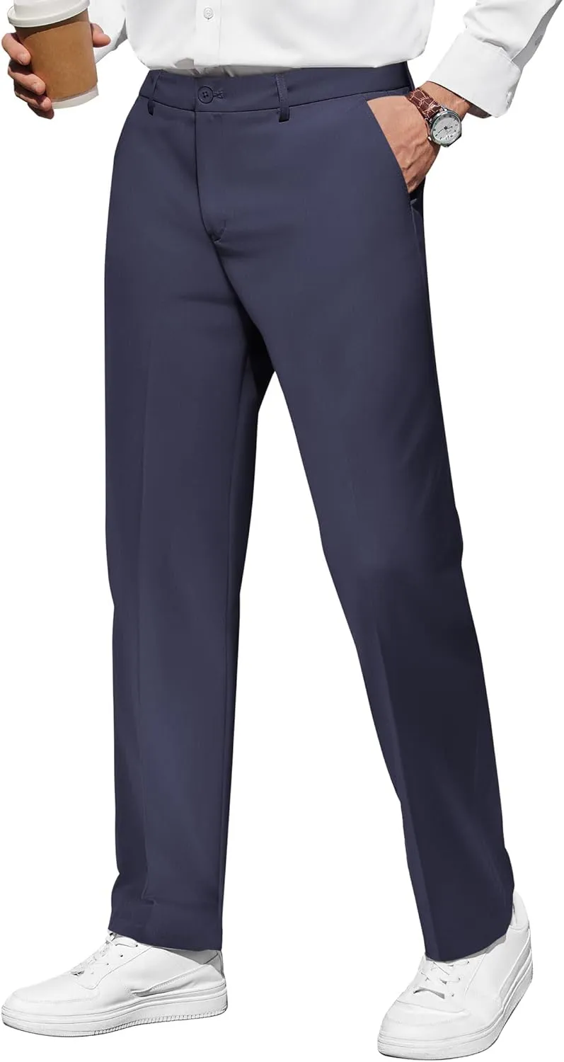 COOFANDY Men's Casual Pants Classic Fit Straight Legs Flat Front Twill Pants