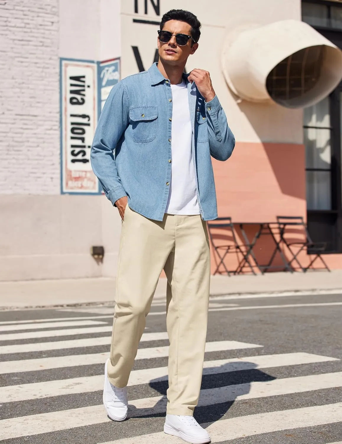 COOFANDY Men's Casual Pants Classic Fit Straight Legs Flat Front Twill Pants