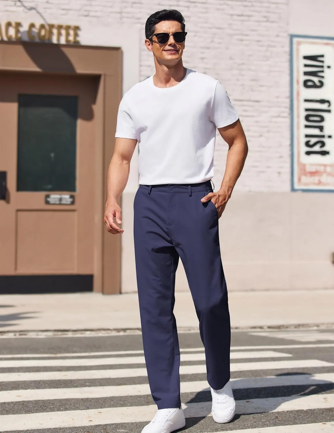 COOFANDY Men's Casual Pants Classic Fit Straight Legs Flat Front Twill Pants