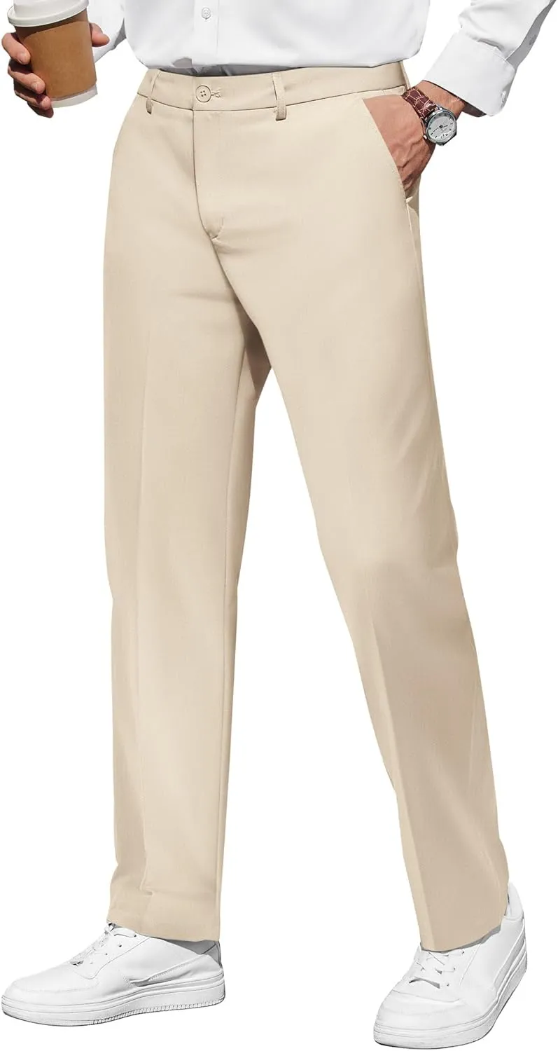 COOFANDY Men's Casual Pants Classic Fit Straight Legs Flat Front Twill Pants