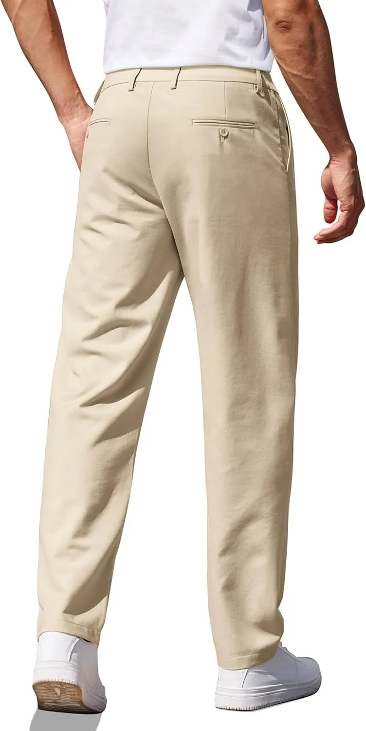 COOFANDY Men's Casual Pants Classic Fit Straight Legs Flat Front Twill Pants