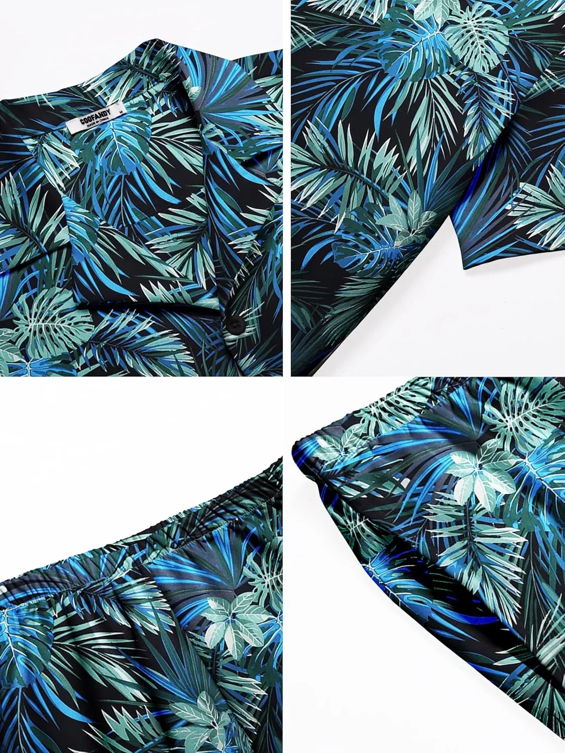 COOFANDY Men's Hawaiian Matching Shirt and Shorts Set Summer Beach 2 Piece Outfits Short Sleeve Cuban Shirts and Shorts