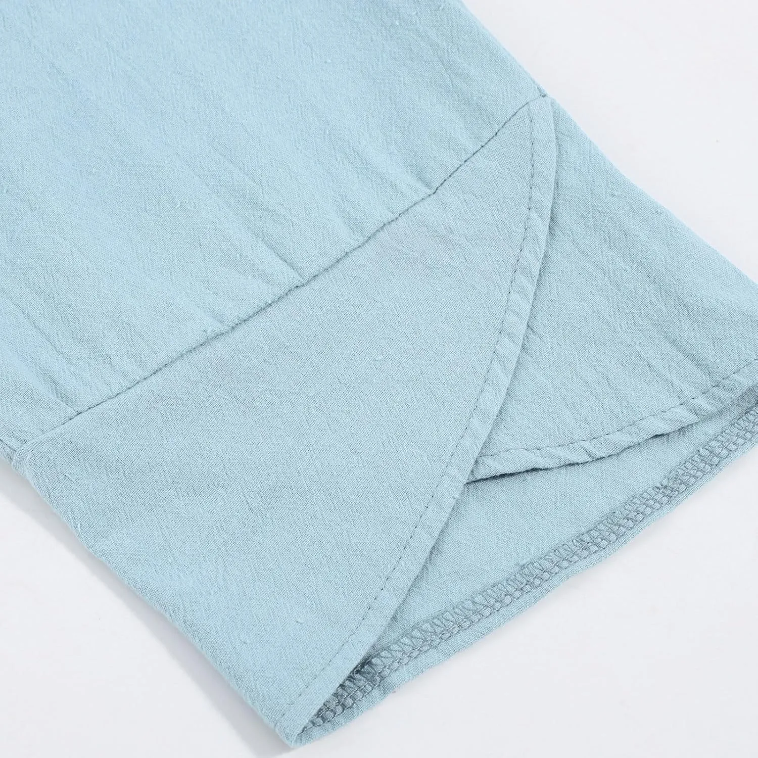 Cotton Linen Pants for Women Capris Plus Size Wide Leg Sweatpants Summer Beach Cropped Elastic Waist Capri Trousers