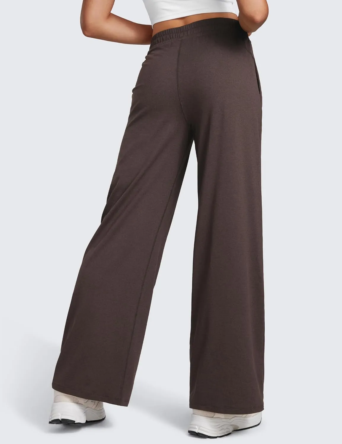 CRZ YOGA Cloud Jersey Wide Leg Sweatpants Women 30" High Waisted Casual Lounge Pajama Travel Pants with Pockets