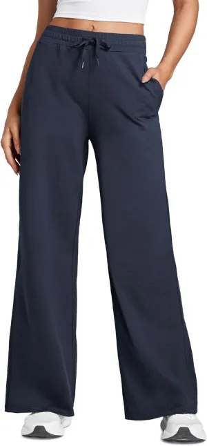 CRZ YOGA Cloud Jersey Wide Leg Sweatpants Women 30" High Waisted Casual Lounge Pajama Travel Pants with Pockets