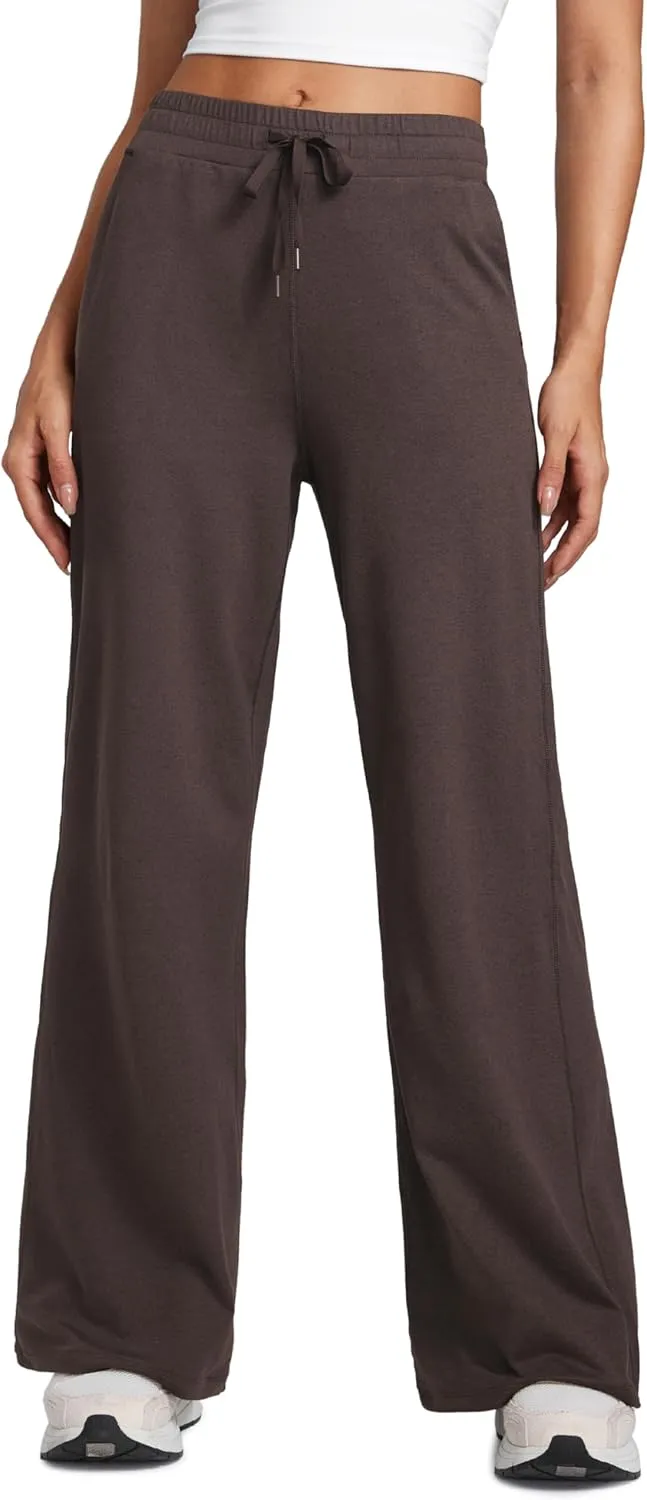 CRZ YOGA Cloud Jersey Wide Leg Sweatpants Women 30" High Waisted Casual Lounge Pajama Travel Pants with Pockets