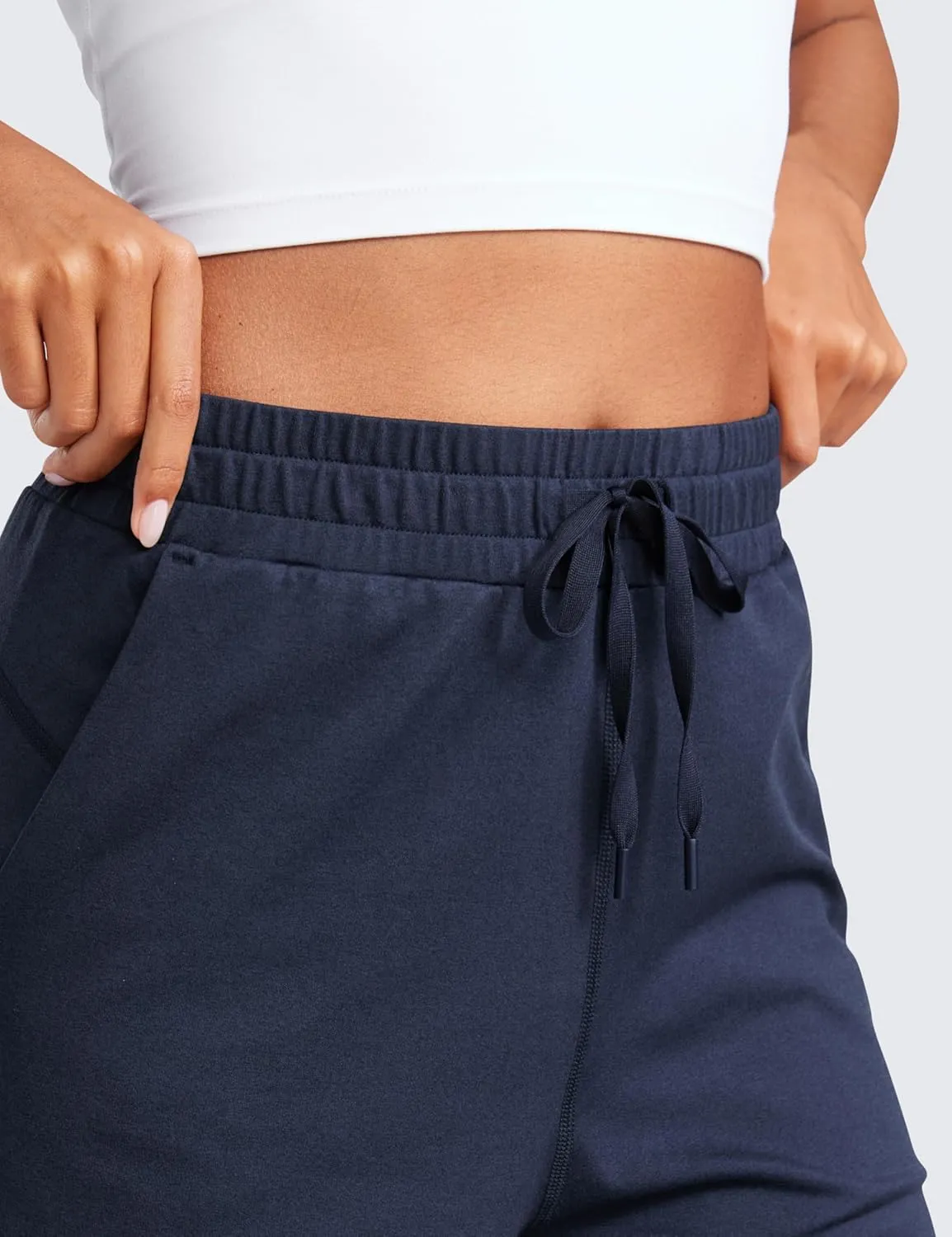CRZ YOGA Cloud Jersey Wide Leg Sweatpants Women 30" High Waisted Casual Lounge Pajama Travel Pants with Pockets