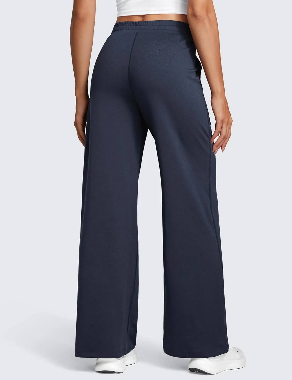 CRZ YOGA Cloud Jersey Wide Leg Sweatpants Women 30" High Waisted Casual Lounge Pajama Travel Pants with Pockets