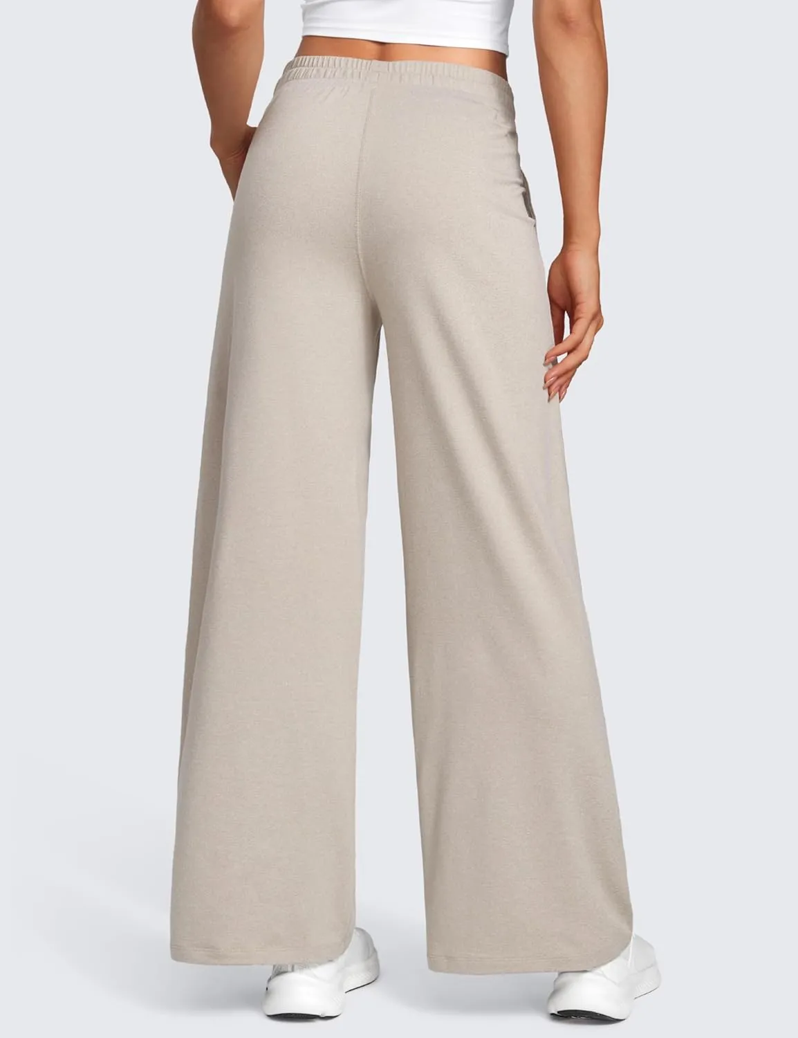 CRZ YOGA Cloud Jersey Wide Leg Sweatpants Women 30" High Waisted Casual Lounge Pajama Travel Pants with Pockets