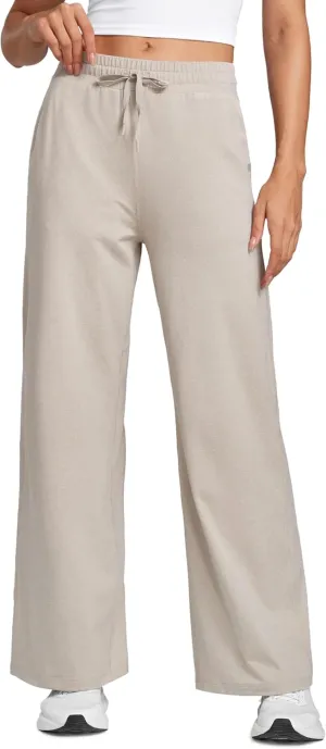 CRZ YOGA Cloud Jersey Wide Leg Sweatpants Women 30" High Waisted Casual Lounge Pajama Travel Pants with Pockets