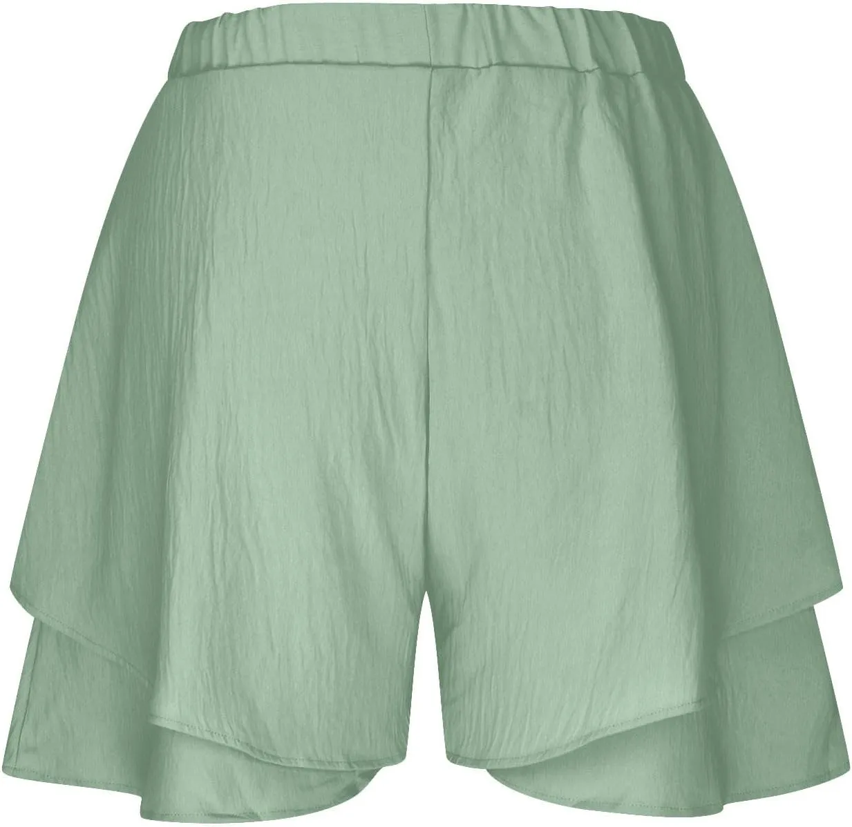 DDAPJ pyju Womens Summer Casual Shorts Double Ruffle Golf Skirts Elastic High Waist Wide Leg Flowy Shorts Beach Skorts