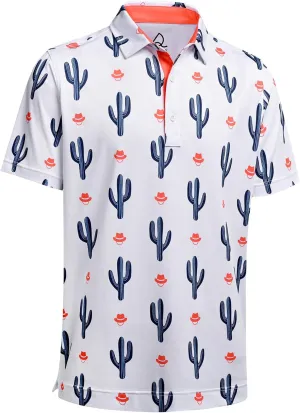 DEOLAX Mens Golf Shirt Moisture Wicking Dry Fit Performance Mens Polo Shirt Regular Fit Fashion Print Short Sleeve Polo
