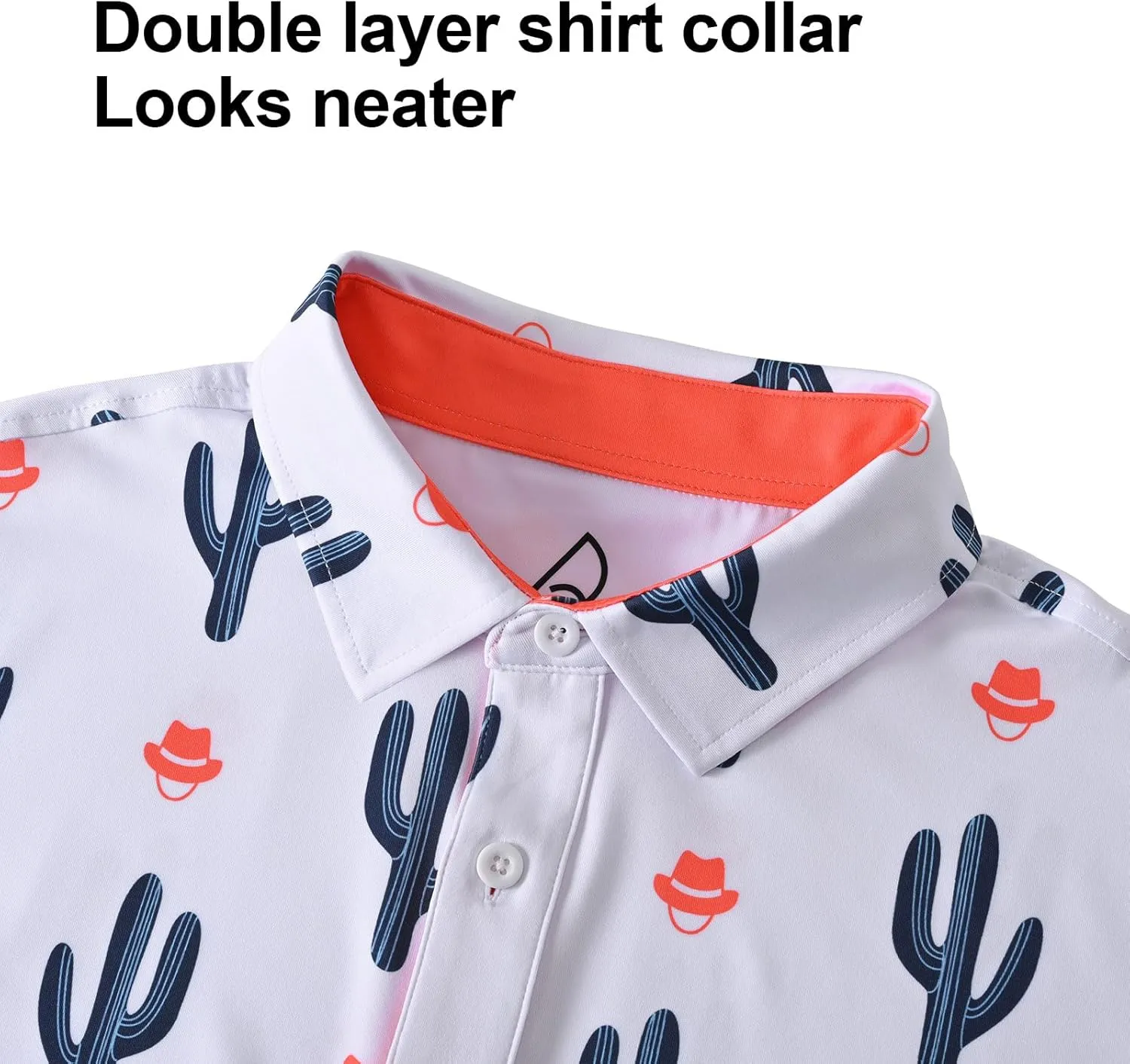 DEOLAX Mens Golf Shirt Moisture Wicking Dry Fit Performance Mens Polo Shirt Regular Fit Fashion Print Short Sleeve Polo