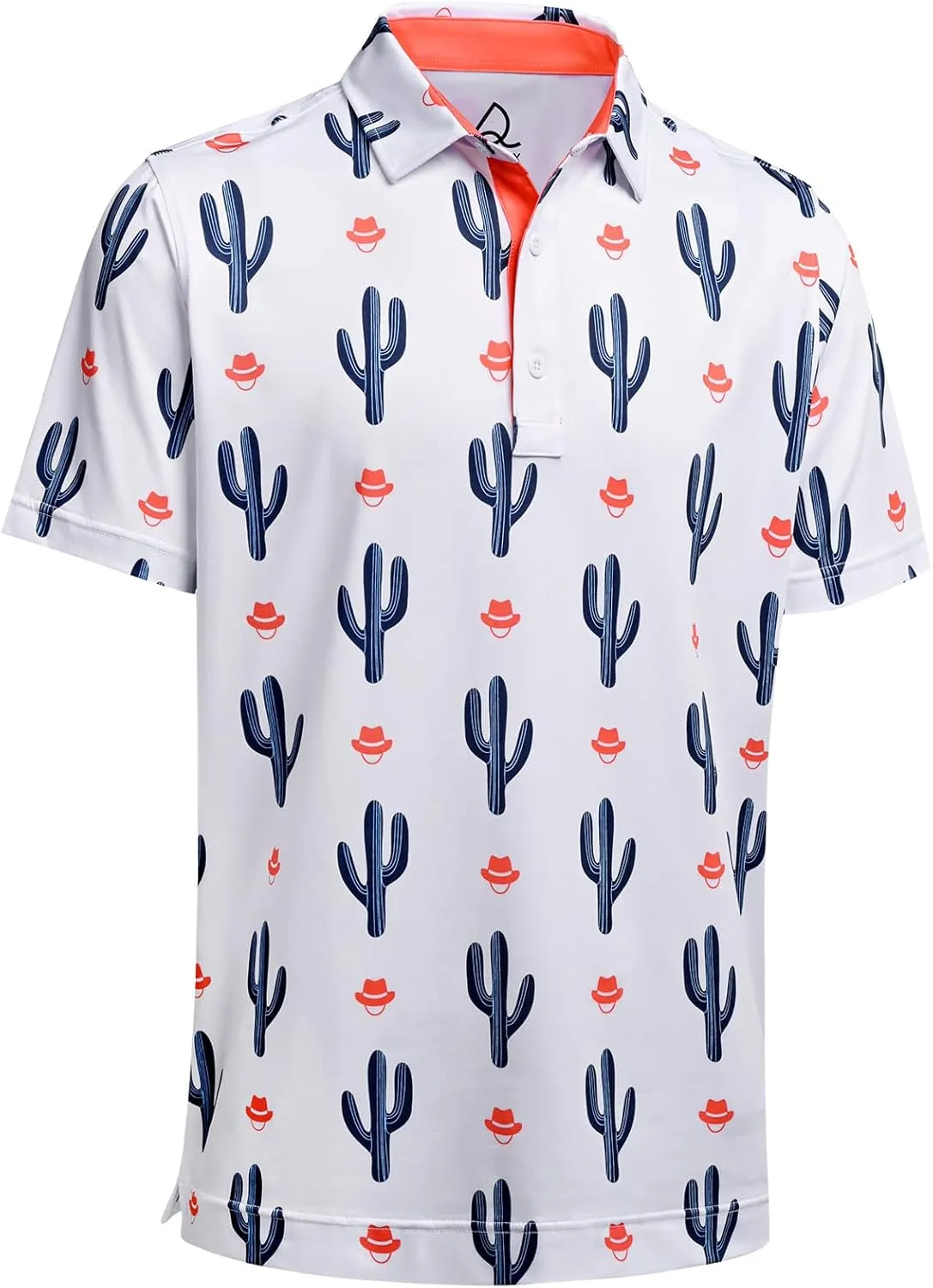 DEOLAX Mens Golf Shirt Moisture Wicking Dry Fit Performance Mens Polo Shirt Regular Fit Fashion Print Short Sleeve Polo