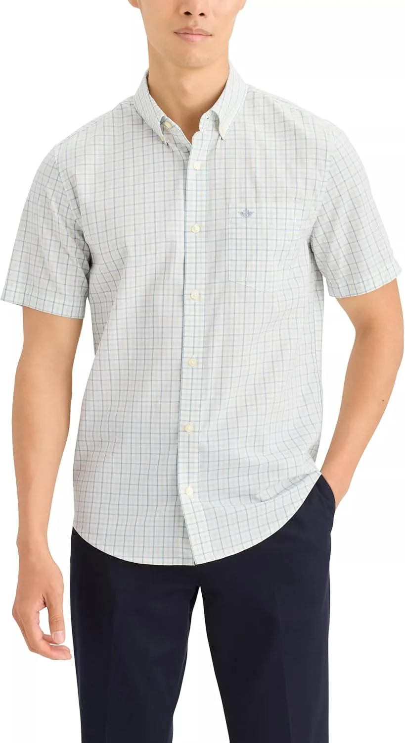 DOCKERS Men's Classic Fit Short Sleeve Signature Shirt with Stain Defender