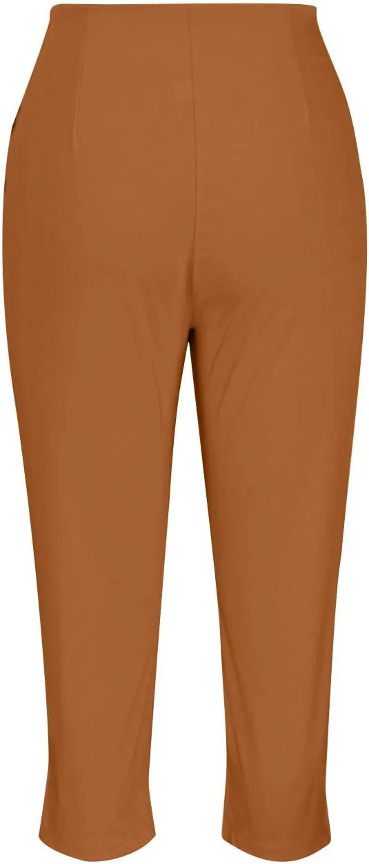 Dress Capri Pants for Women Business Casual Skinny Pencil Pants High Waisted Office Work Slacks Stretch Crop Trousers
