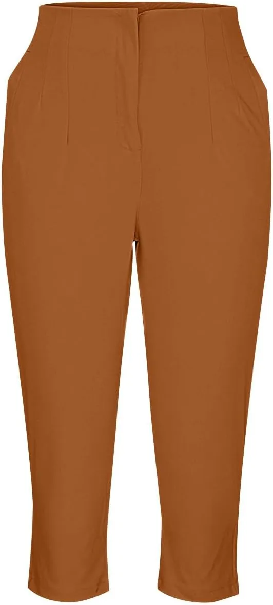 Dress Capri Pants for Women Business Casual Skinny Pencil Pants High Waisted Office Work Slacks Stretch Crop Trousers