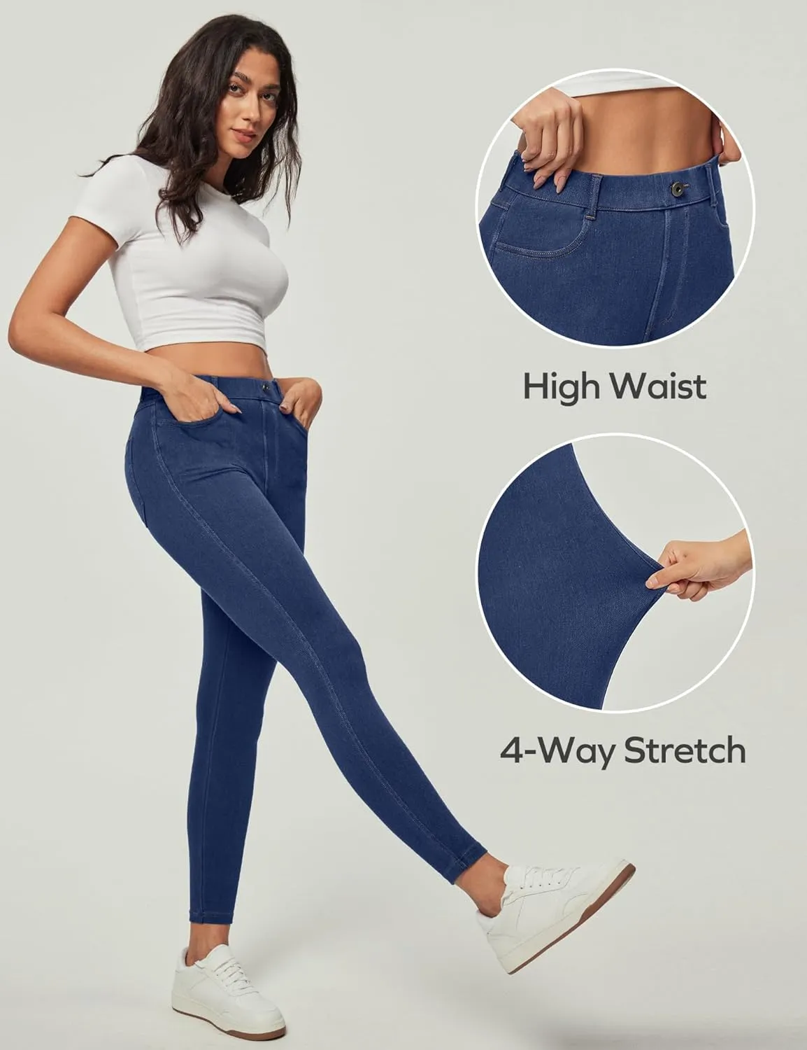 Ewedoos Jeggings for Women Tummy Control Stretchy High Waisted Jeans for Women Pull on Skinny Butt Lifting Jeans Trendy