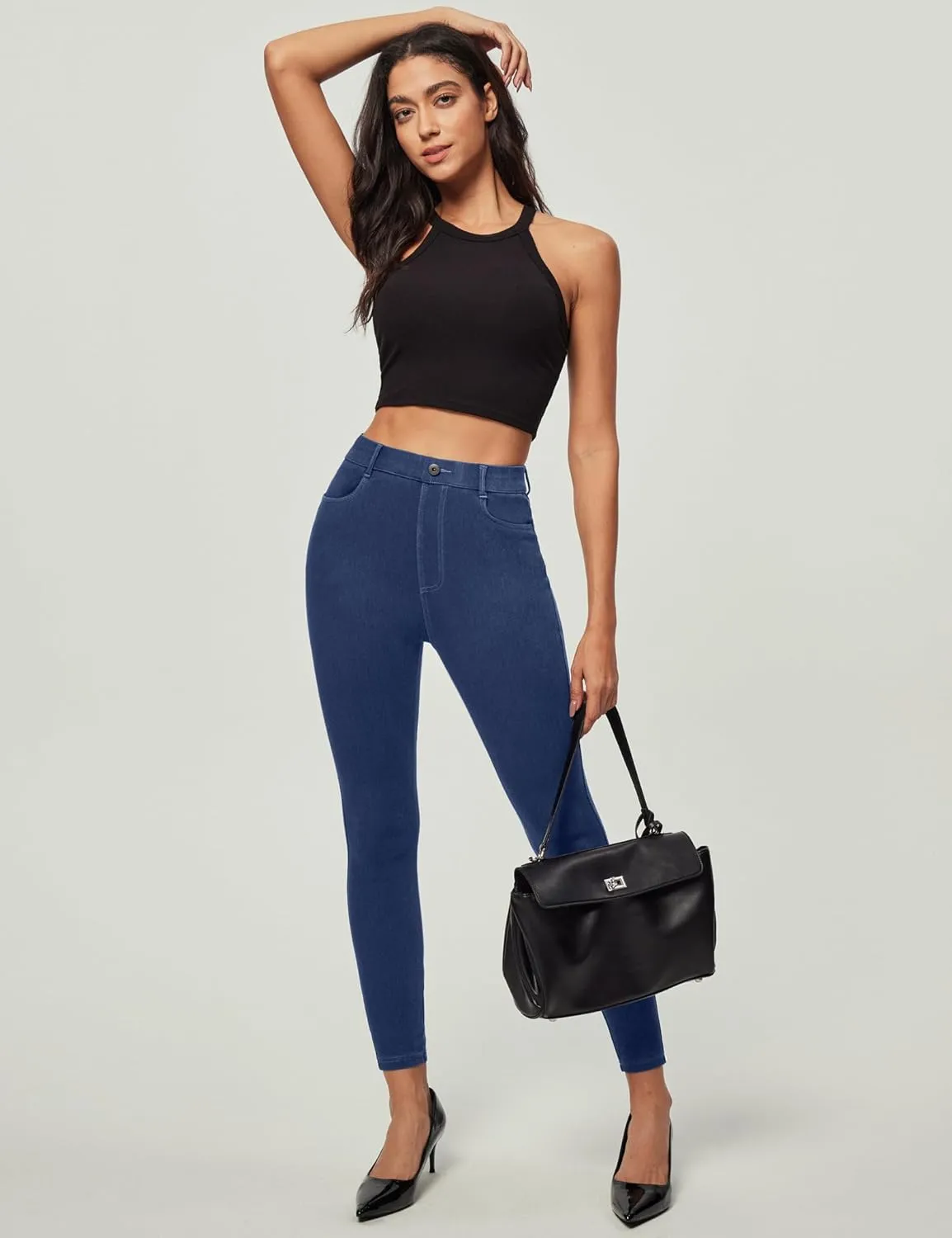 Ewedoos Jeggings for Women Tummy Control Stretchy High Waisted Jeans for Women Pull on Skinny Butt Lifting Jeans Trendy