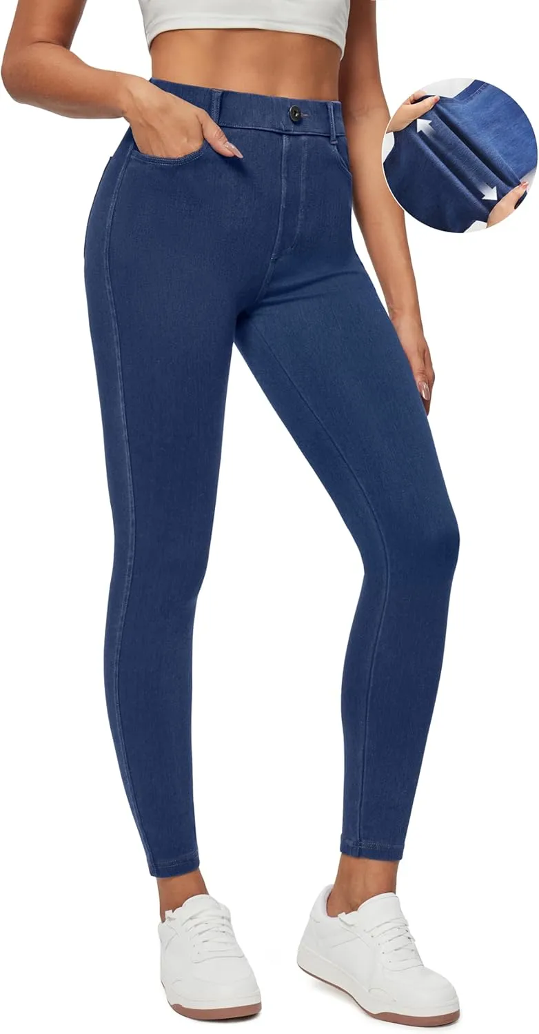 Ewedoos Jeggings for Women Tummy Control Stretchy High Waisted Jeans for Women Pull on Skinny Butt Lifting Jeans Trendy