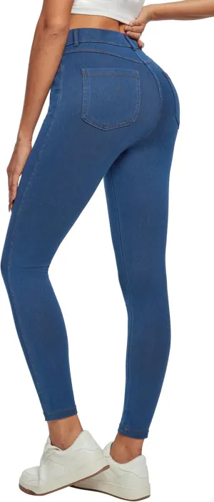 Ewedoos Jeggings for Women Tummy Control Stretchy High Waisted Jeans for Women Pull on Skinny Butt Lifting Jeans Trendy