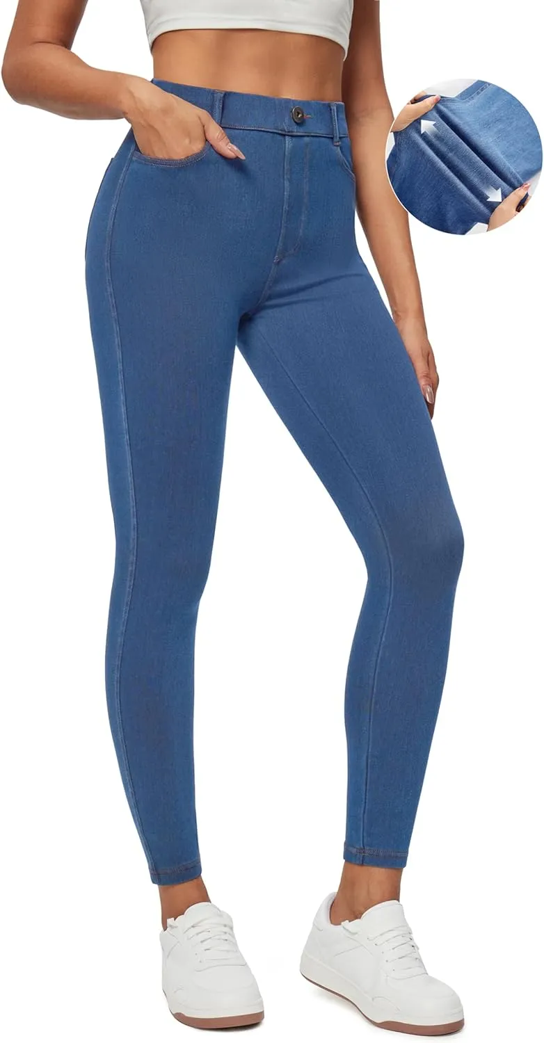 Ewedoos Jeggings for Women Tummy Control Stretchy High Waisted Jeans for Women Pull on Skinny Butt Lifting Jeans Trendy