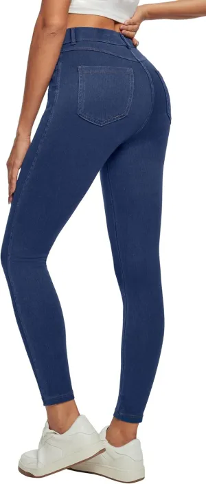 Ewedoos Jeggings for Women Tummy Control Stretchy High Waisted Jeans for Women Pull on Skinny Butt Lifting Jeans Trendy