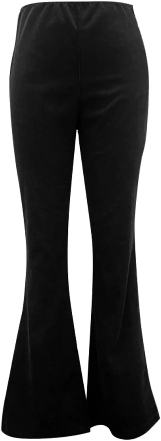 Febecool Cargo Pants Women Solid Color Slim Fit Micro Flared Pants Elastic Waist Casual Pants Corduroy